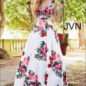 Jovani Floral Print Prom Dress